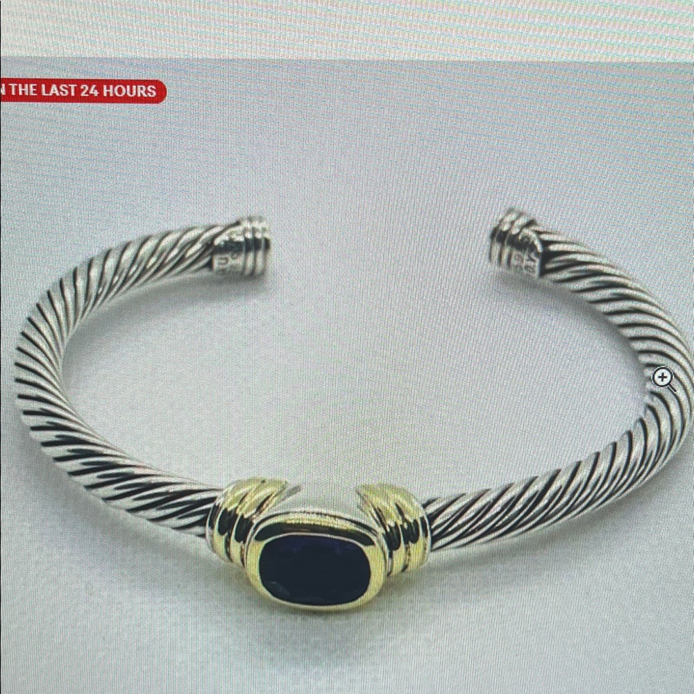 David Yurman Noblesse Amethyst Sterling Silver 14K cuff bracelet